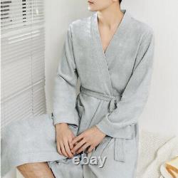 Men Bath Robe Dressing Gown Nightwear Terry Towelling Lace Up Shawl Soft Bedroom