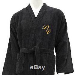 Men Bath Robe Personalized Monogram 100% Cotton Bathrobe Kimono Black-m, L, Xl, XXL