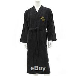 Men Bath Robe Personalized Monogram 100% Cotton Bathrobe Kimono Black-m, L, Xl, XXL