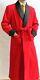 Men Exclusive Designer Custom Made Red Cotton Black Lapel Smoking Jacket Robe