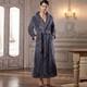Men Long Warm Jacquard Flannel Bath Robe Plus Size Bathrobe Coral Fleece Robes
