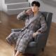 Men Luxury Plaid Robe Long Bathrobes Man Cotton Soft Gown Bath Robe Plus Size