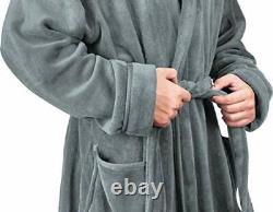 Men Robe Men Bath Robe Shawl Collar Fleece Bathrobe in LOT NY Threads