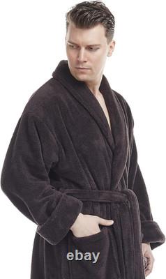 Men'S Shawl Collar Full Length Tall Long Fleece Robe, Turkish Bathrobe
