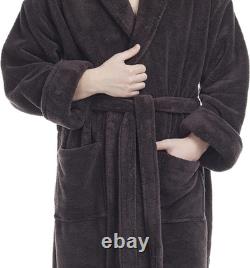 Men'S Shawl Collar Full Length Tall Long Fleece Robe, Turkish Bathrobe