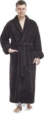 Men'S Shawl Collar Full Length Tall Long Fleece Robe, Turkish Bathrobe