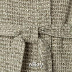 Men'S Waffle Pure Flax Linen Bathrobe Natural Linen Robe For Men Grey(Xl)