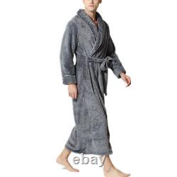 Men Women Fluffy Flannel Dressing Robe Gown Soft Housecoat Bathrobe Wrap Pajamas