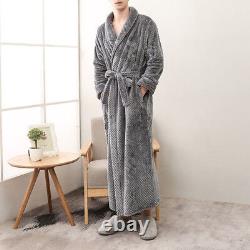 Men Women Fluffy Flannel Dressing Robe Gown Soft Housecoat Bathrobe Wrap Pajamas