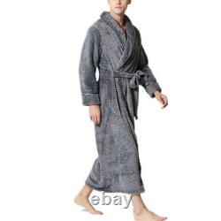 Men Women Fluffy Flannel Dressing Robe Gown Soft Housecoat Bathrobe Wrap Pajamas