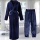 Men Women Long Thick Flannel Bath Robe Plus Size Coral Fleece Bathrobe Sleepwear