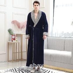 Men Women Plus Size Long Flannel Bathrobe Coral Fleece Bath Robe Gown Sleepwear