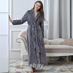 Men Women Winter Plus Size Long Coral Fleece Bathrobe Kimono Flannel Bath Robe