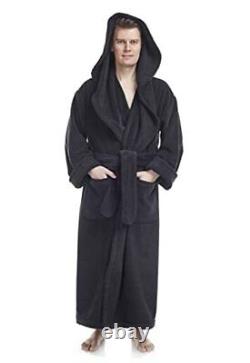 Men's Big & Tall Long Monk Robe Hooded Full Length Turkish XX-Large Black