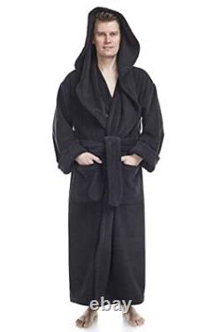 Men's Big & Tall Long Monk Robe Hooded Full Length Turkish XX-Large Black