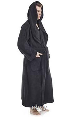 Men's Big & Tall Long Monk Robe Hooded Full Length Turkish XX-Large Black