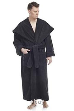 Men's Big & Tall Long Monk Robe Hooded Full Length Turkish XX-Large Black