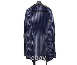 Men's Brioni Bathrobe Dressing Gown Pajama Robe Size M 100% Silk Blue Striped
