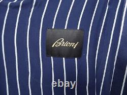 Men's Brioni Bathrobe Dressing Gown Pajama Robe Size M 100% Silk Blue Striped