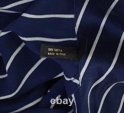 Men's Brioni Bathrobe Dressing Gown Pajama Robe Size M 100% Silk Blue Striped