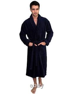 Men's Cotton Robe, Terry Cloth Luxury Spa Bathrobe Small Navy