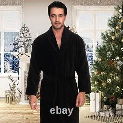 Men's Cotton Robe, Terry Cloth Luxury Spa Bathrobe Small Navy