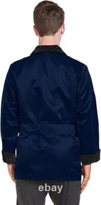 Men's Custom Lightweight Short Satin Smoking Robe Cool Summer Bathrobe with Belt