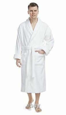Men's Deluxe Terry Cloth Turkish Cotton Bathrobe Robe X-Large White