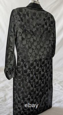 Men's Dressing Gown Robe Black Jacquard Fabric Red Silk Lining 50R
