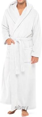 Men's Extra Thick Plush Fleece Hooded Bathrobe Long Full Length Big & Tall
