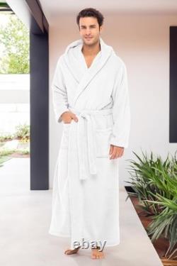 Men's Extra Thick Plush Fleece Hooded Bathrobe Long Full Length Big & Tall