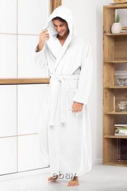 Men's Extra Thick Plush Fleece Hooded Bathrobe Long Full Length Big & Tall