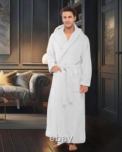 Men's Extra Thick Plush Fleece Hooded Bathrobe Long Full Length Big & Tall