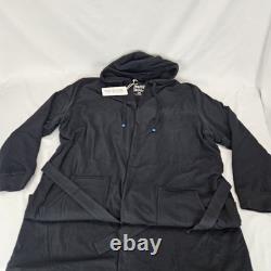 Men's Hooded Bathrobe with Pockets, From Shark Tank, Soft Black Size L/XL