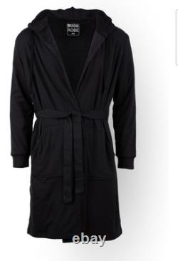 Men's Hooded Bathrobe with Pockets, From Shark Tank, Soft Black Size L/XL