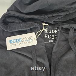 Men's Hooded Bathrobe with Pockets, From Shark Tank, Soft Black Size L/XL