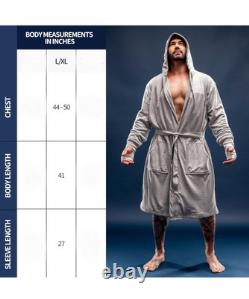 Men's Hooded Bathrobe with Pockets, From Shark Tank, Soft Black Size L/XL