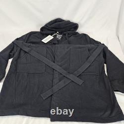 Men's Hooded Bathrobe with Pockets, From Shark Tank, Soft Black Size L/XL