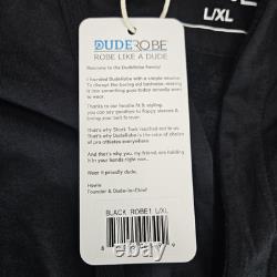 Men's Hooded Bathrobe with Pockets, From Shark Tank, Soft Black Size L/XL