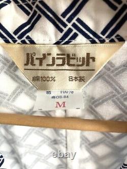 Men's Japanese Kimono Blue Dressing Gown Bath Robe Size M