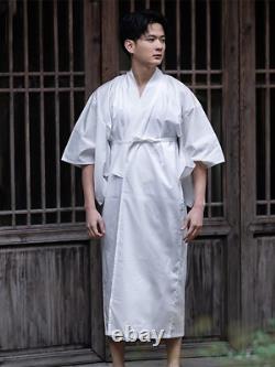 Men's Kimono Inside Wear Unisex Cotton Breathable Shirt Bathrobe Sleeping Wear
