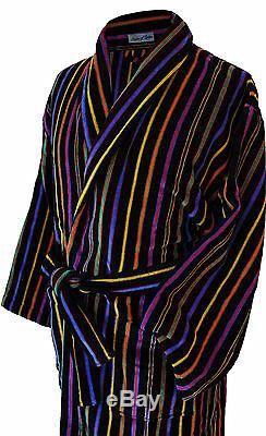 Men's Luxury Striped Velour Bathrobe by Bown of London Mozart (M XXL)