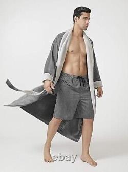Men's Premium Bathrobe, Warm and Soft Cozy Coral Plush Fleece Long Bathrobe
