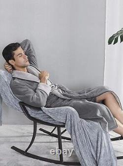Men's Premium Bathrobe, Warm and Soft Cozy Coral Plush Fleece Long Bathrobe