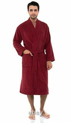 Men's Robe, Turkish Cotton Terry Kimono Bathrobe X-Large-XX-Large Deep Claret