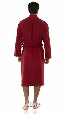 Men's Robe, Turkish Cotton Terry Kimono Bathrobe X-Large-XX-Large Deep Claret