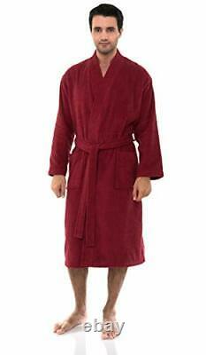 Men's Robe, Turkish Cotton Terry Kimono Bathrobe X-Large-XX-Large Deep Claret