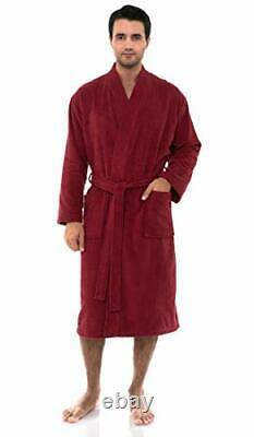 Men's Robe, Turkish Cotton Terry Kimono Bathrobe X-Large-XX-Large Deep Claret