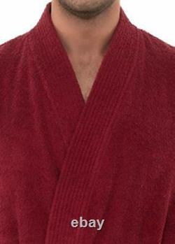 Men's Robe, Turkish Cotton Terry Kimono Bathrobe X-Large-XX-Large Deep Claret