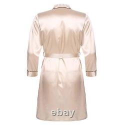 Men's Robes Silk Satin Bath Dragon Embroidery Dressing Gowns with Belt Shorts